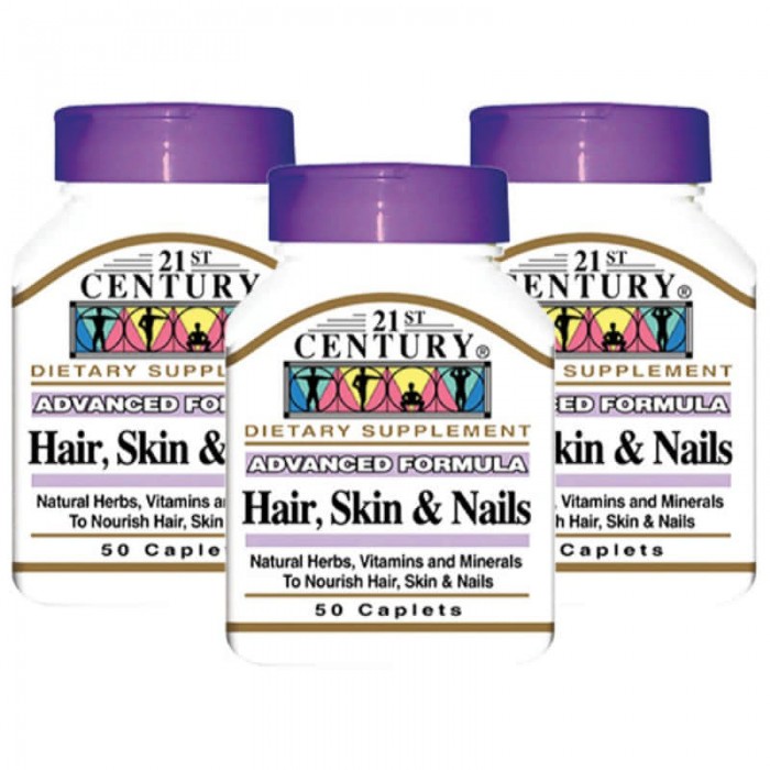 21st Century Hair Skin And Nails 50 Tablets Pack of 3