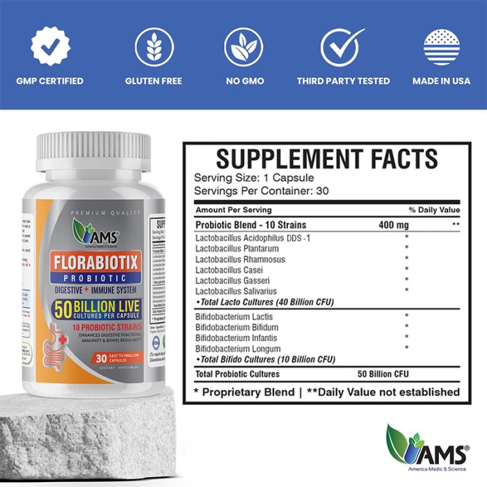 AMS Florabiotix Probiotic 50 Billion 30 Caps AMS-69013-0