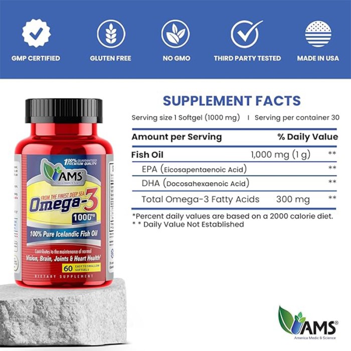 AMS OMEGA 3 1000mg Softgels 60's