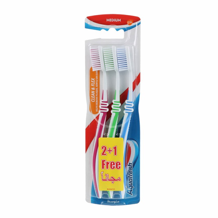 Aqua Fresh Toothbrush Clean & Flex Medium 3's (2+1 Free)