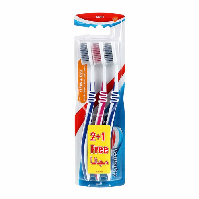 Aqua Fresh Toothbrush Clean & Flex Soft 3's (2+1 Free)