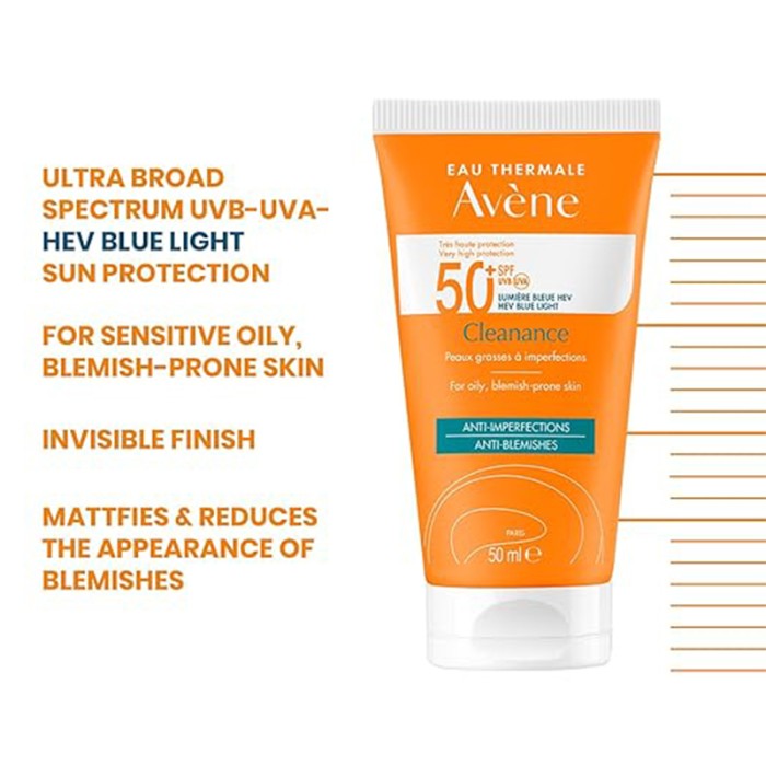 أفين واقي شمس كلينانس SPF50، 50 مل