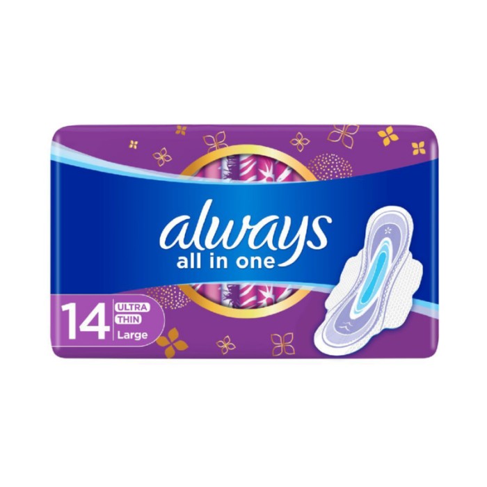 Always All in - 1 Ultra Thin, Large Sanitary Pads W/ Wings 14 Count