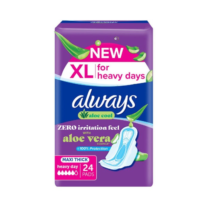 Always Aloe Cool Disposable Maxi Thick Pads w/ Aloe Vera - XL - 24pcs