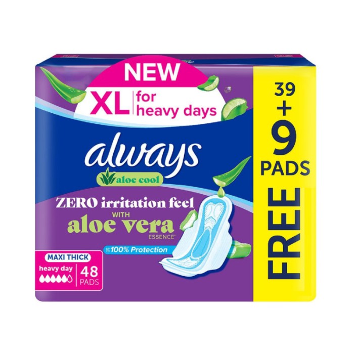Always Aloe Cool Disposable Maxi Thick Pads w/ Aloe Vera - XL - 48pcs