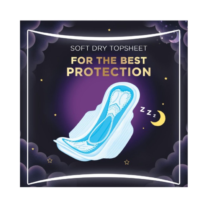 Always Clean & Dry Maxi Thick, Night Sanitary Pads with Wings, 24 Count