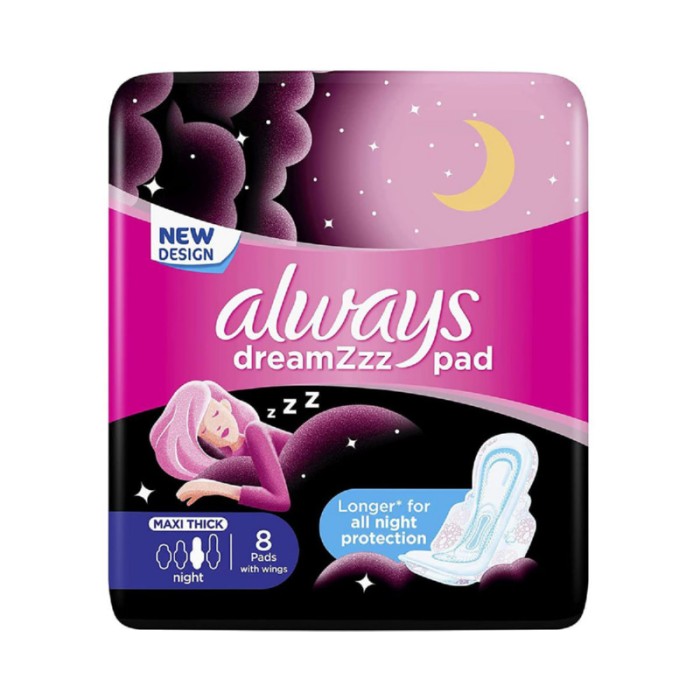 Always Cotton Soft Night Sanitary Pads, 8 Count