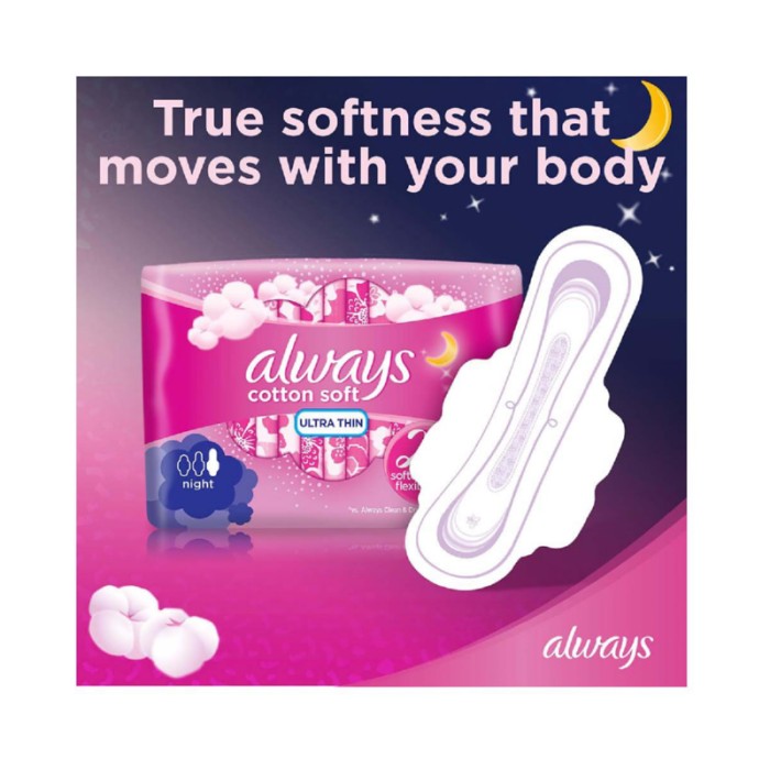 Always Cotton Soft Ultra Thin Night Sanitary Pads With Wings 7 Pads