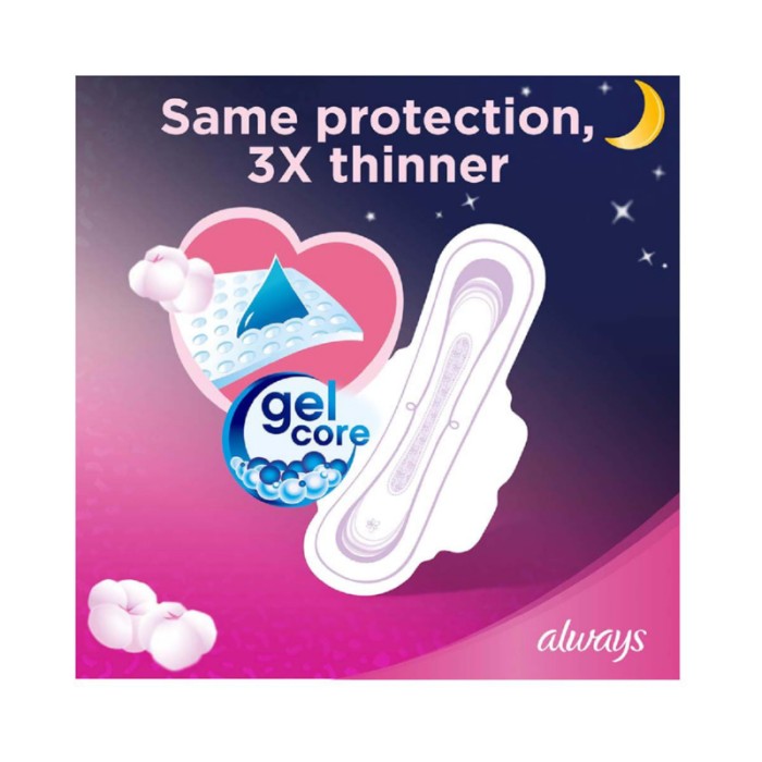 Always Cotton Soft Ultra Thin Night Sanitary Pads With Wings 7 Pads