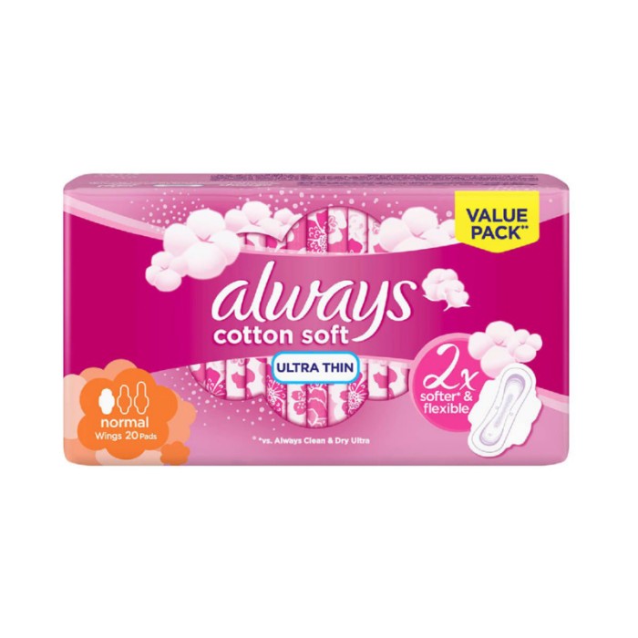 Always Cotton Soft Ultra Thin Normal Sanitary Pads With Wings 20 Pads