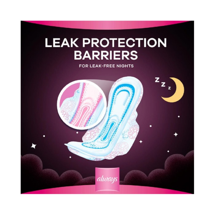 Always Cottony Soft Maxi Thick, Night Sanitary Pads with Wings, 48 Count