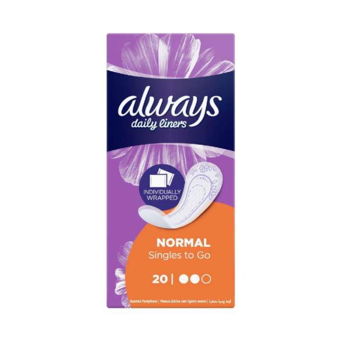Always Daily Liners Comfort Protect Individually Wrapped Pantyliners, 20 Count