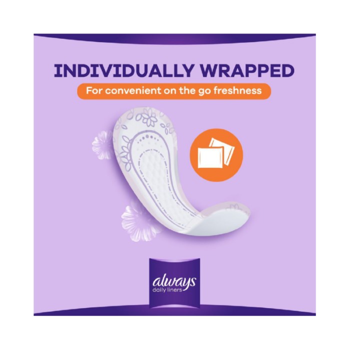 Always Daily Liners Comfort Protect Individually Wrapped Pantyliners, 20 Count