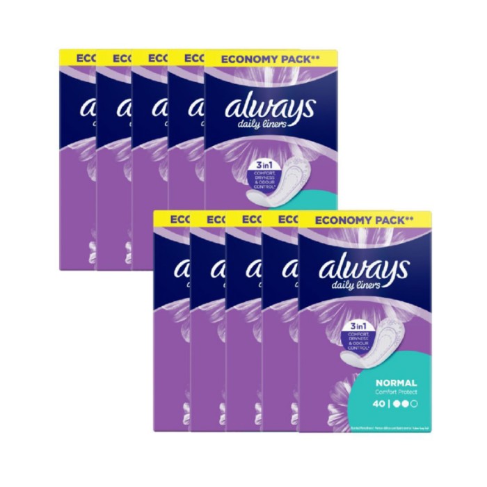 Always Daily Liners Comfort Protect Normal 40pcs Pack of 10