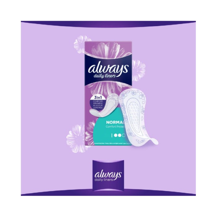 Always Daily Liners Comfort Protect Pantyliners, Normal, 20 Count