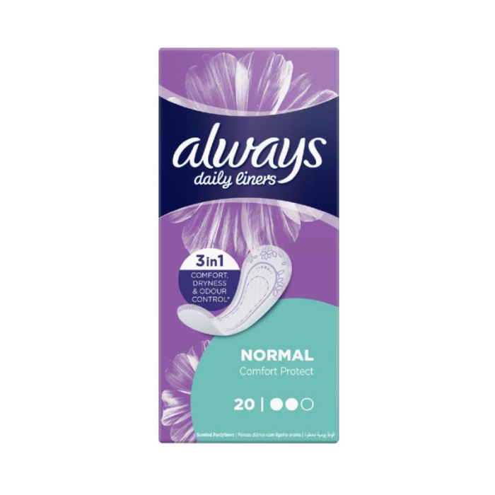 Always Daily Liners Comfort Protect Pantyliners, Normal, 20 Count