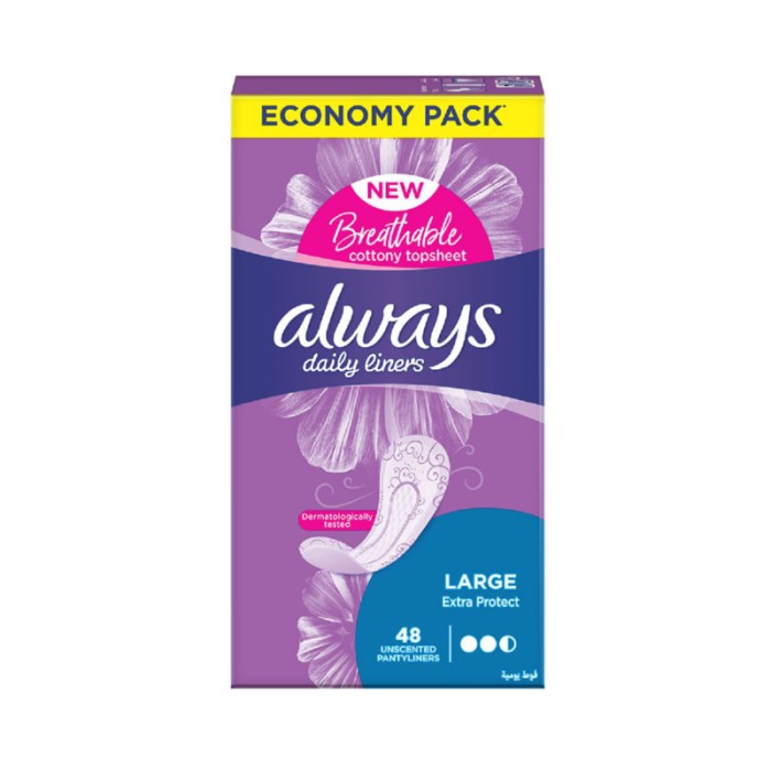 Always Daily Liners Extra Protect Pantyliners - Large - 48pcs