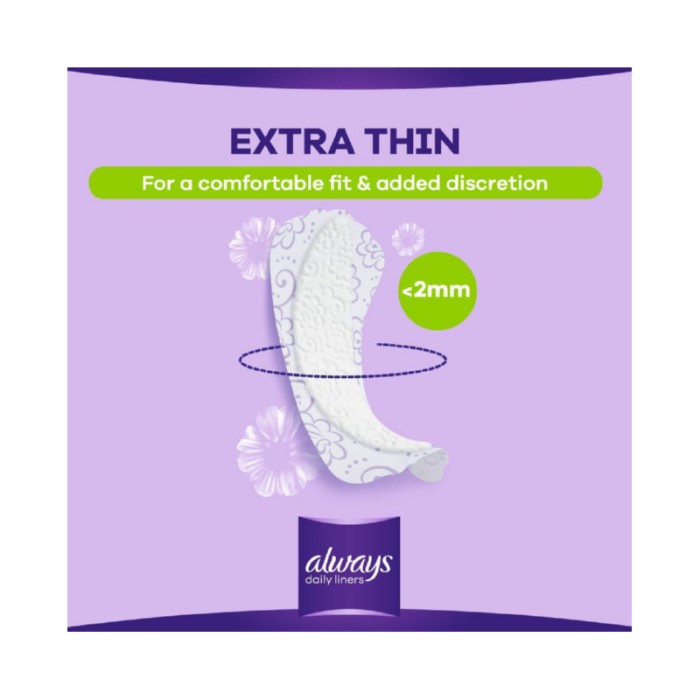 Always Daily Liners Flexistyle Slim Pantyliners With Fresh Scent, Normal, 60 Count