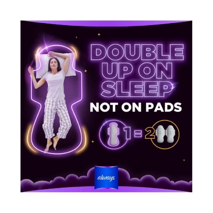 Always Dreamzz Pad Clean & Dry Maxi Thick, Night Long Sanitary Pads W/ Wings 7 Count