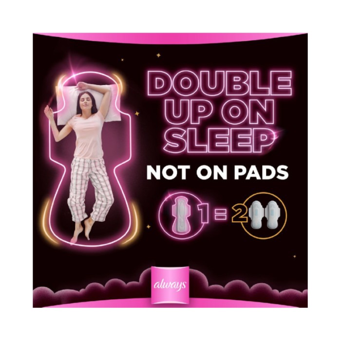 Always Dreamzz Pad Cotton Soft Maxi Thick, Night Long Sanitary Pads W/ Wings 20 Count