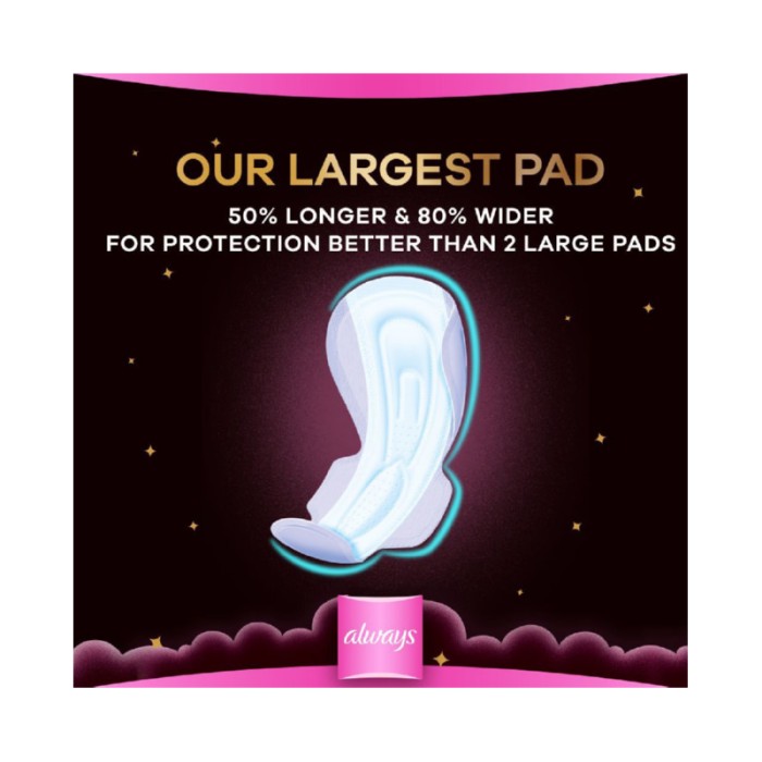 Always Dreamzz Pad Cotton Soft Maxi Thick, Night Long Sanitary Pads W/ Wings 20 Count