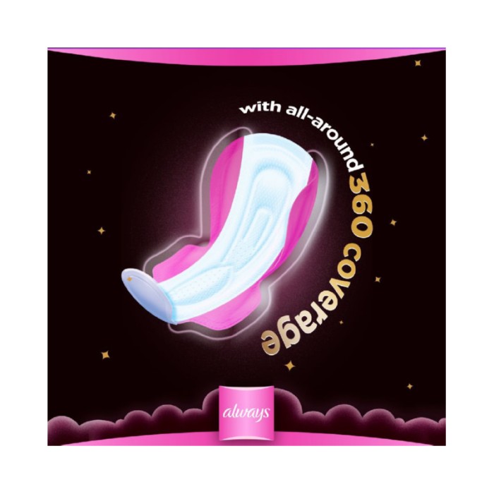 Always Dreamzz Pad Cotton Soft Maxi Thick, Night Long Sanitary Pads W/ Wings 20 Count