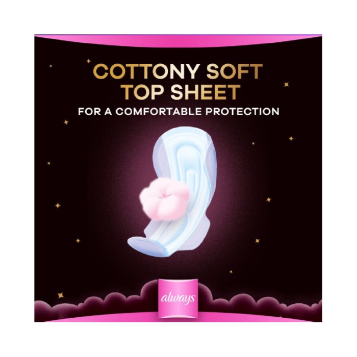 Always Dreamzz Pad Cotton Soft Maxi Thick, Night Long Sanitary Pads W/ Wings 20 Count