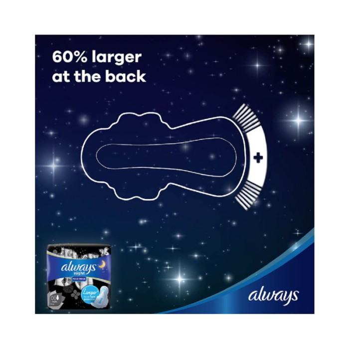 Always Dry & Comfort Night Sanitary Pads Large Dual Pack