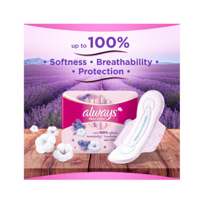 Always Skin Love Pads, Lavender Freshness, Thick & Large, 48 Count