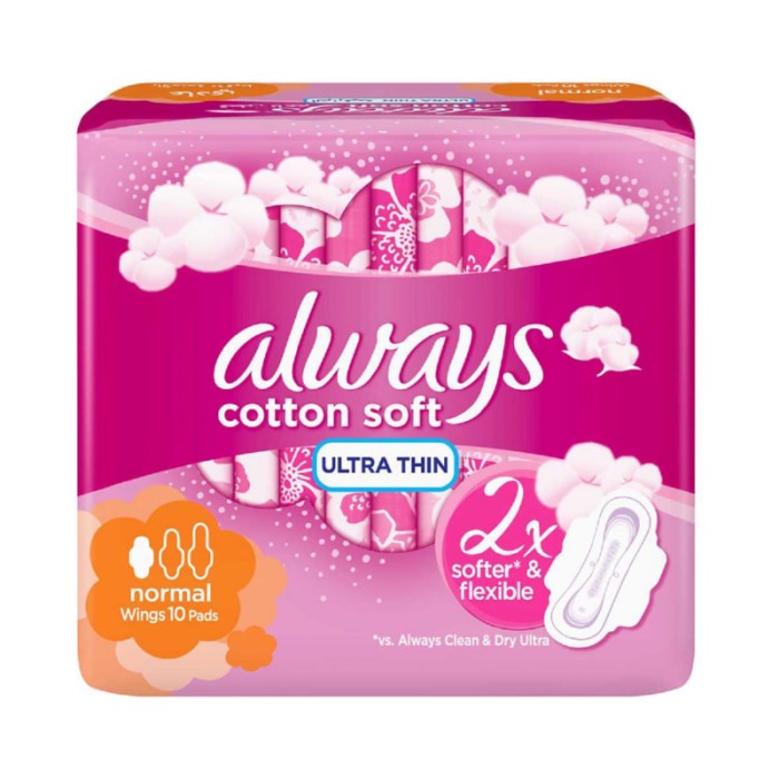 Always Ultra Cotton Soft Normal Sanitary Pads, 10 Count