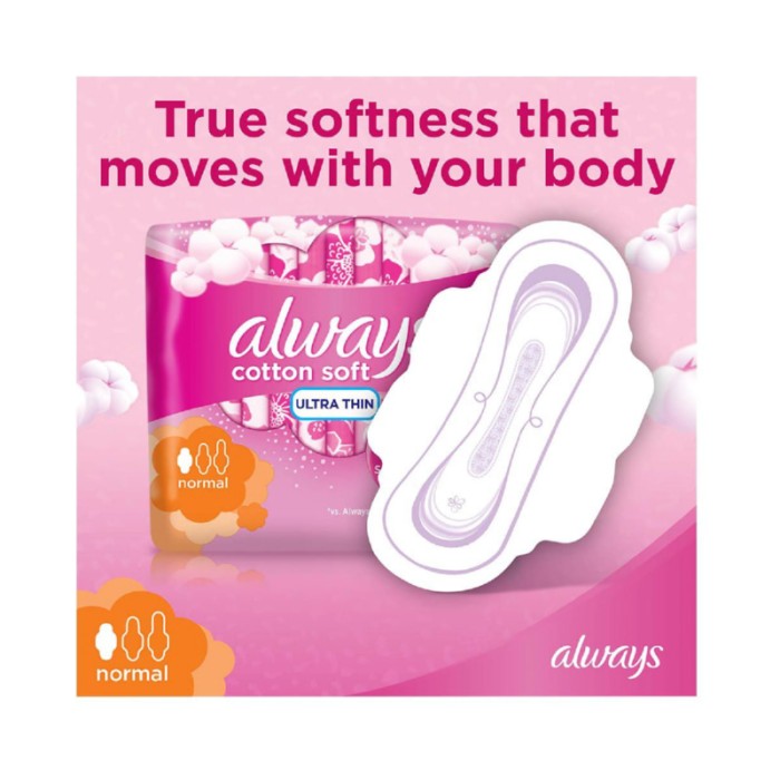 Always Ultra Cotton Soft Normal Sanitary Pads, 10 Count