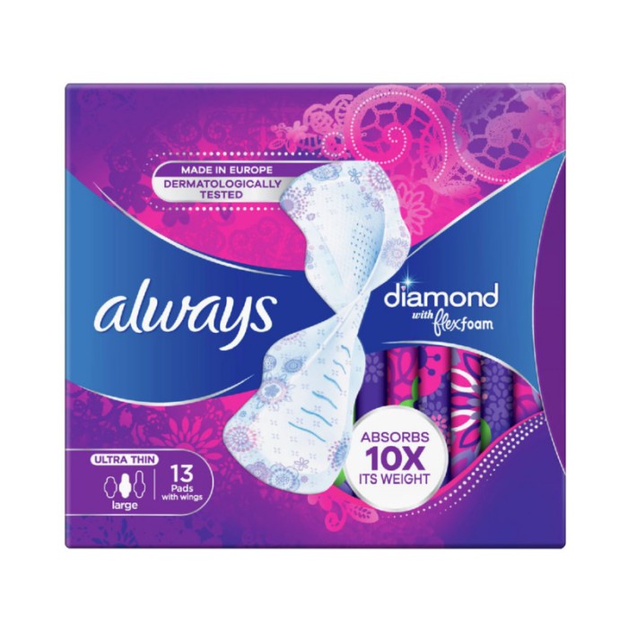 Always Ultra Flexfoam Diamond Sanitary Pads Large - 13pc