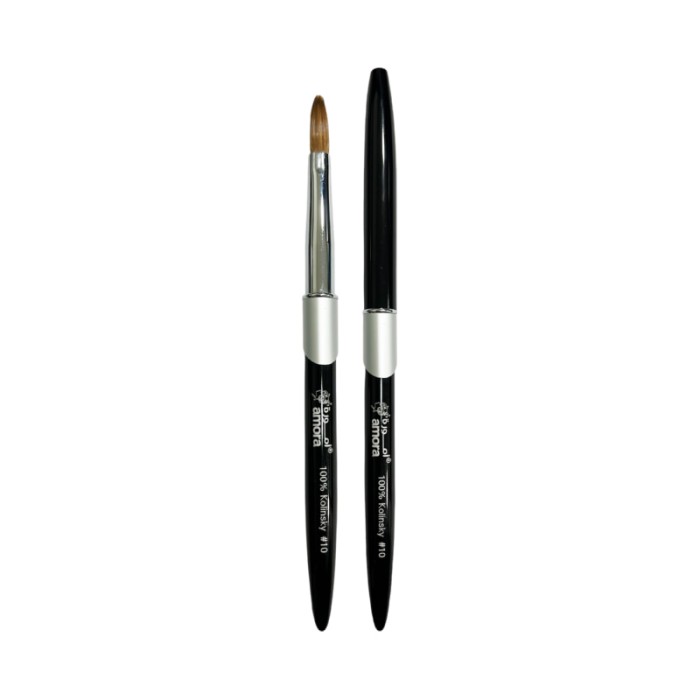 Amora 100% Kolinsky Brush Metal Handle Black - Size 10