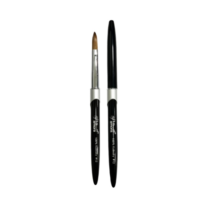 Amora 100% Kolinsky Brush Metal Handle Black - Size 12