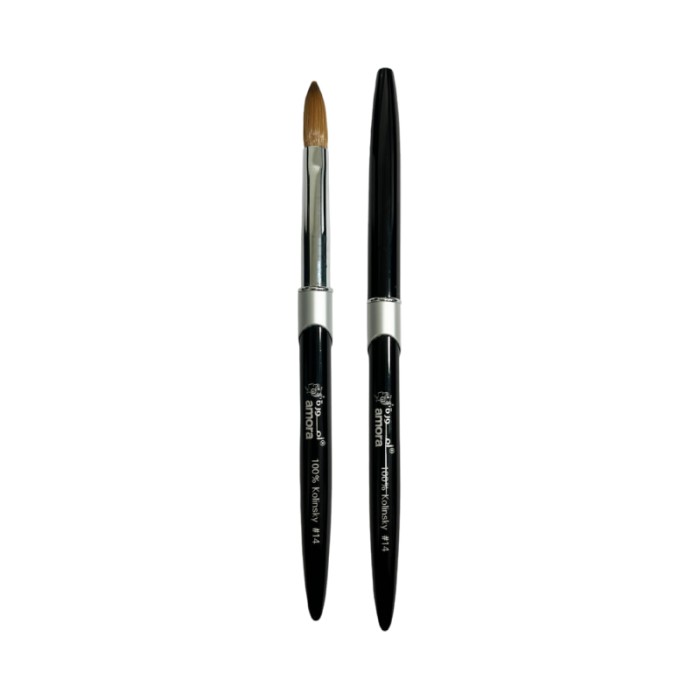 Amora 100% Kolinsky Brush Metal Handle Black - Size 14