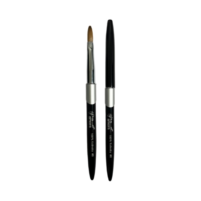 Amora 100% Kolinsky Brush Metal Handle Black - Size 8