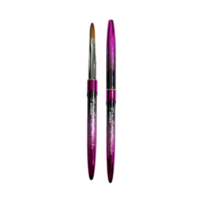 Amora 100% Kolinsky Brush Metal Handle Purple - Size 10