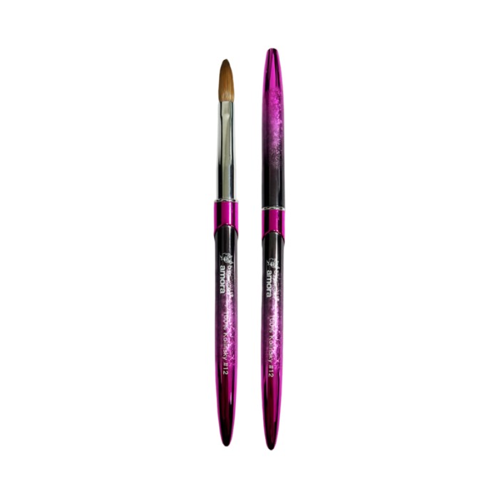 Amora 100% Kolinsky Brush Metal Handle Purple - Size 12