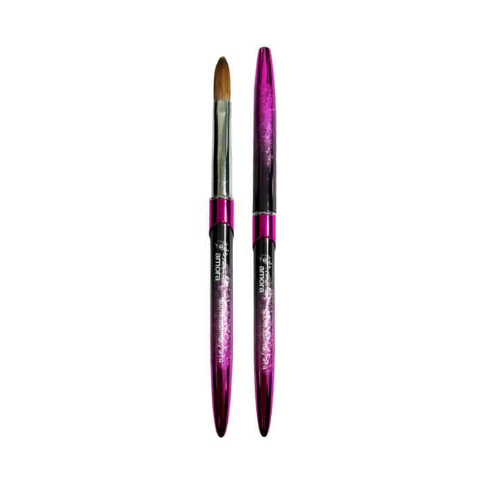 Amora 100% Kolinsky Brush Metal Handle Purple - Size 14