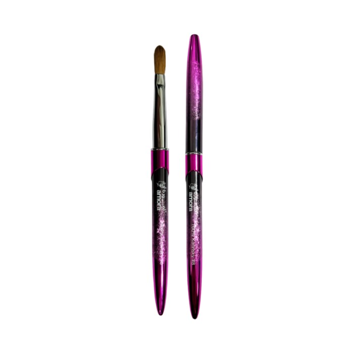 Amora 100% Kolinsky Brush Metal Handle Purple - Size 8