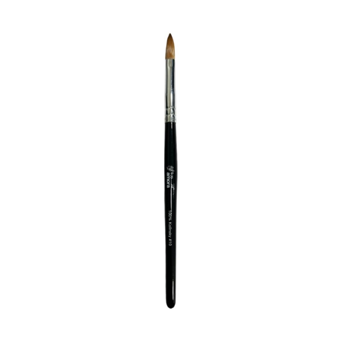 Amora 100% Kolinsky Brush Wooden Handle Black - Size 10