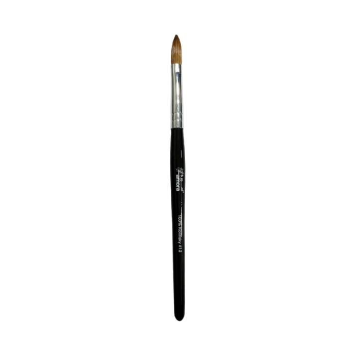 Amora 100% Kolinsky Brush Wooden Handle Black - Size 12