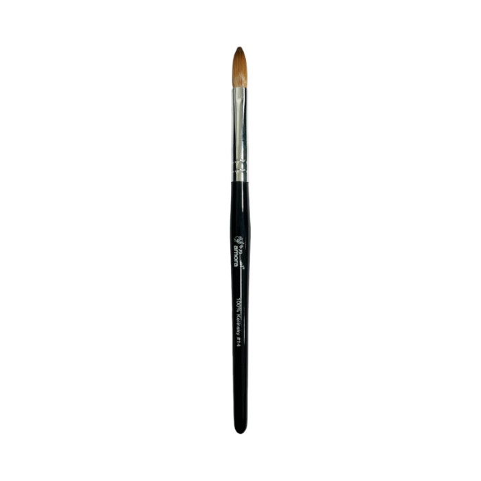 Amora 100% Kolinsky Brush Wooden Handle Black - Size 14