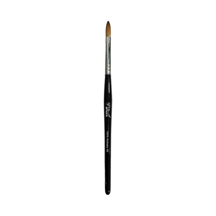 Amora 100% Kolinsky Brush Wooden Handle Black - Size 8