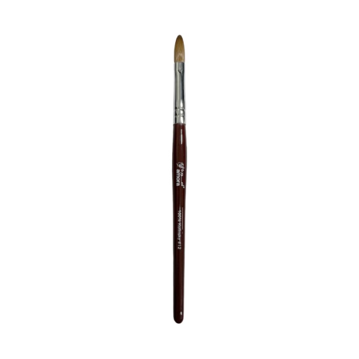 Amora 100% Kolinsky Brush Wooden Handle Brown - Size 12