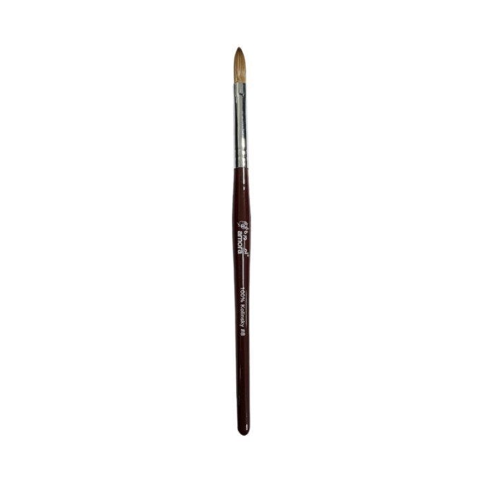 Amora 100% Kolinsky Brush Wooden Handle Brown - Size 8