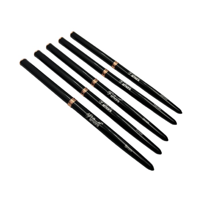 Amora Liner Brush Set - Black - 5 Pcs