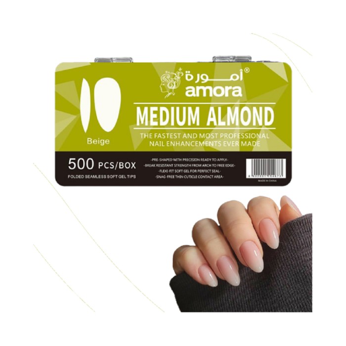 Amora Nail Tips Medium Almond - Beige