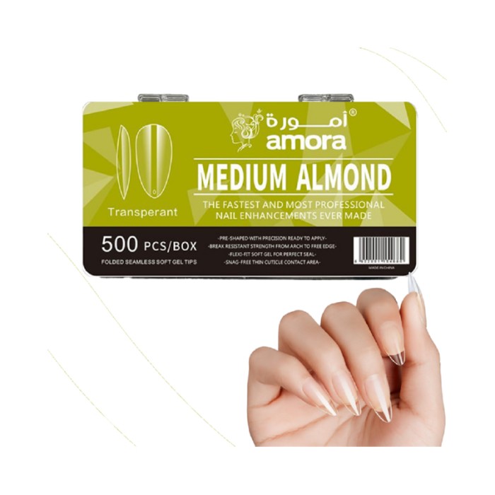 Amora Nail Tips Medium Almond - Transparent