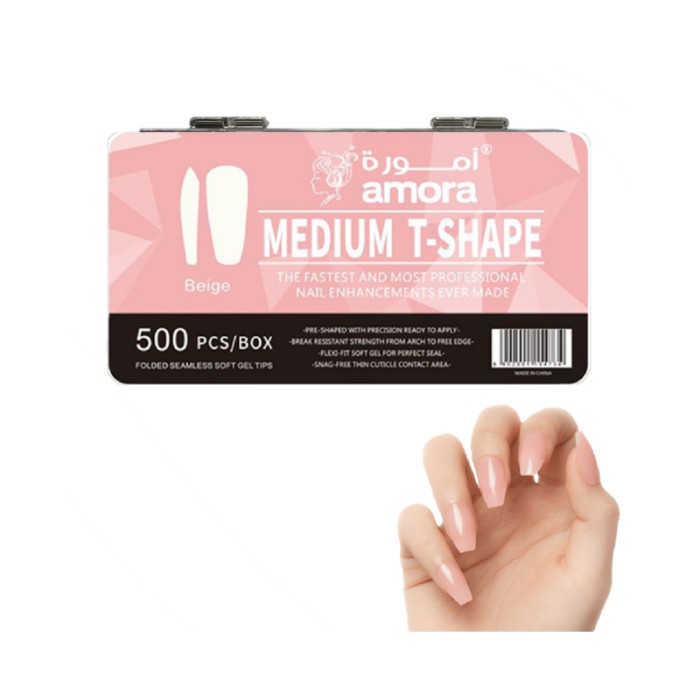 Amora Nail Tips Medium T-Shape - Beige